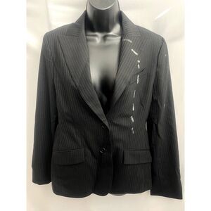 BCBG Max Azria Wool Blend Black Blazer Size M Striped Career Office Professional